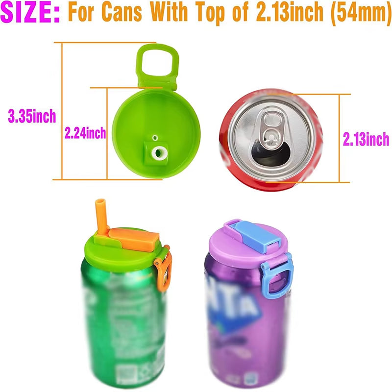 2PCS Silicone Soda Can Covers - Reusable Sealed Beverage Lids with Straw Opening